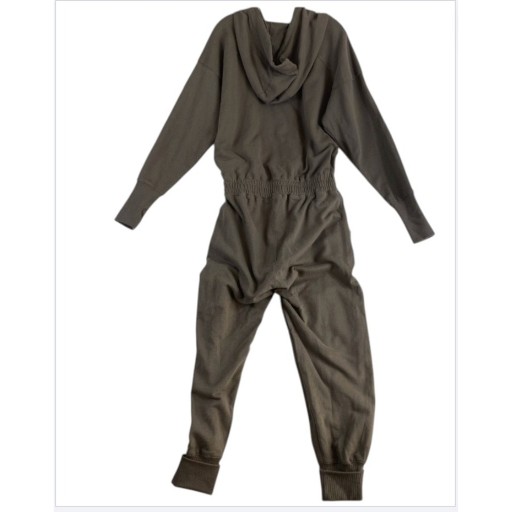 Free People Movement Jumpsuit Sz S Taupe Hooded Zip Front French Terry Lounge - Picture 6 of 11